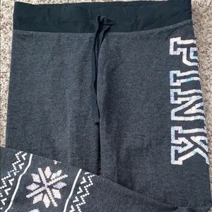 grey PINK yoga pants with holographic sequins